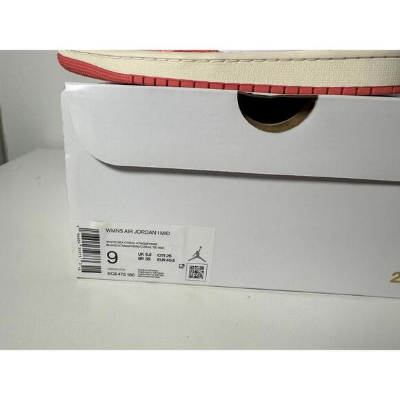 Nike Air Jordan 1 Mid Sea Coral Atmosphere Pink White Men Size 7.5 (BQ6472-186) - Picture 9 of 9